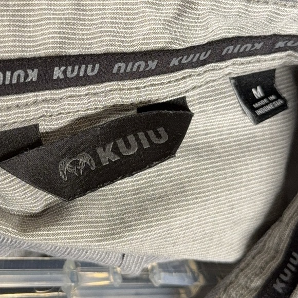 KUIU Shirt Basin Short Sleeve Button Up Blue Mens Medium Heathered Steel Camp - Picture 5 of 14